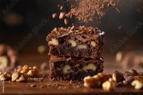 walnuts in a chocolate brownie