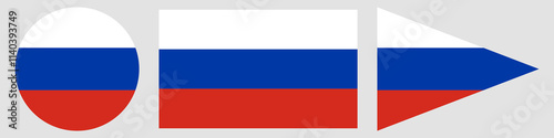 Russia  flag, circle flag of Russia, Russia flag, triangle flag