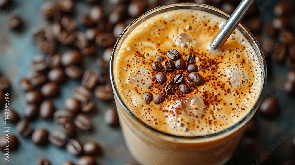 Indulge in luxurious mocha mousse dessert and iced coffee at a cozy for a gourmet experience Indulge in luxurious mocha mousse dessert and iced coffee at a cozy for a gourmet experience