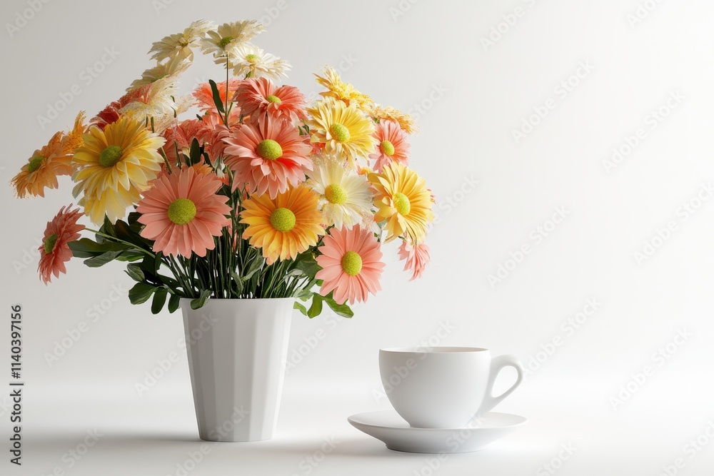 custom made wallpaper toronto digitalwhite vase with flowers and coffee cup