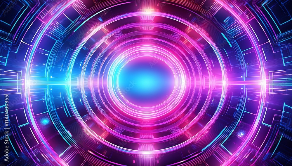 Fototapeta premium Futuristic circular design with vibrant colors.