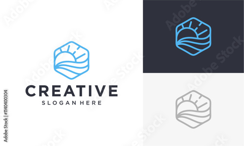 luxury sunset vector logo