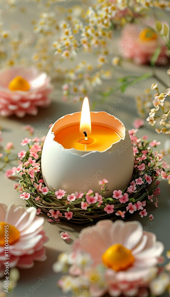 Elegant candle arrangement with flowers in a serene setting for peaceful moments Elegant candle arrangement with flowers in a serene setting for peaceful moments