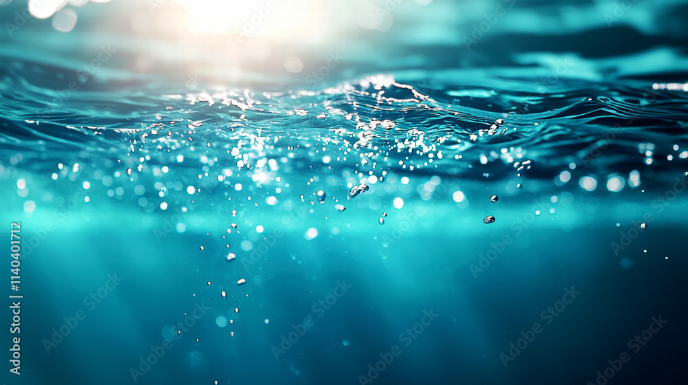 Sunlit underwater scene with shimmering bubbles Sunlit underwater scene with shimmering bubbles