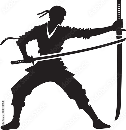 Person with a sword silhouette vector illustration