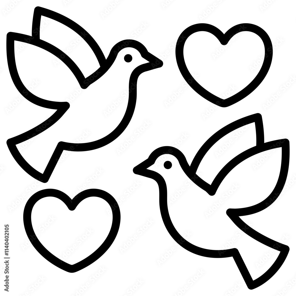 Doves Icon Element For Design Doves Icon Element For Design