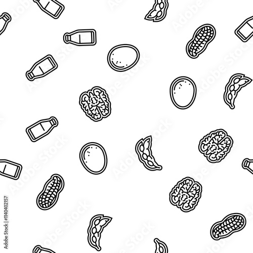 allergen product food free vector seamless pattern thin line illustration