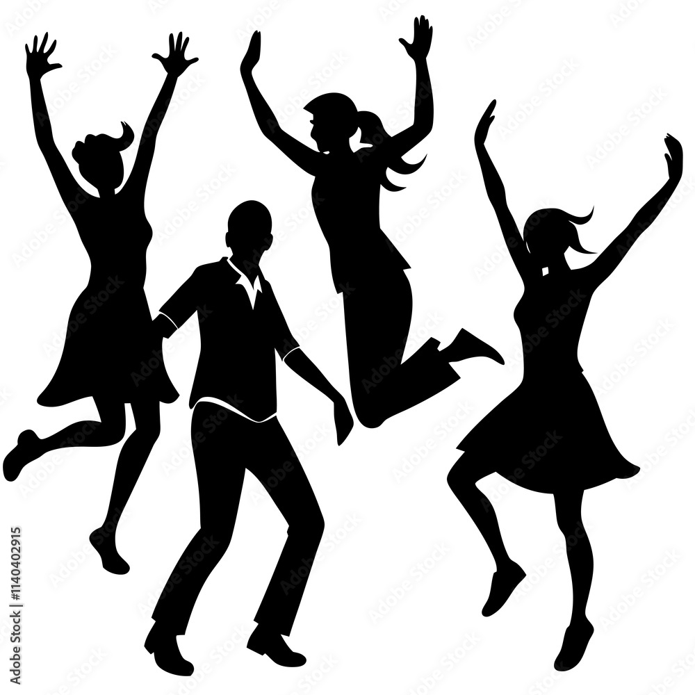 Hop, Skip, and Celebrate vector silhouette