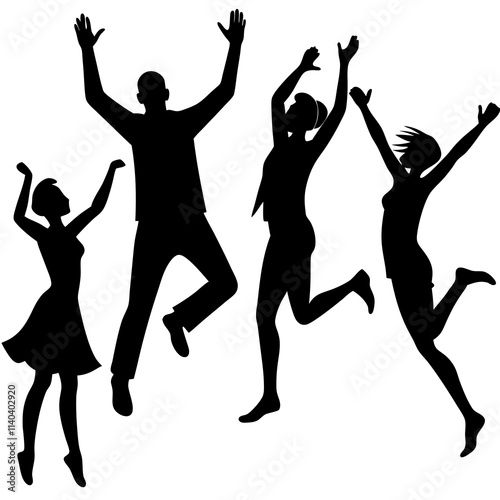 Hop, Skip, and Celebrate vector silhouette