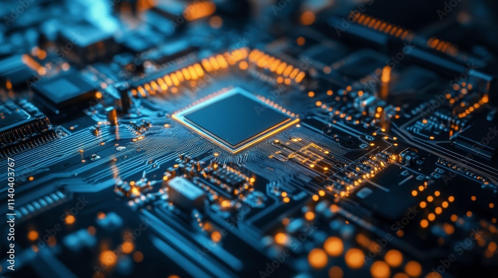 Close-Up View of Electronic Circuit Board Under Macro Lens Close-Up View of Electronic Circuit Board Under Macro Lens