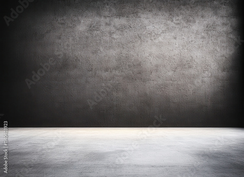 Dark Gray Concrete Wall and Floor with Subtle Lighting for Empty Background