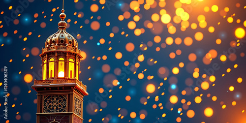 Golden Bell Tower - A shimmering tower with bells chiming Christmas carols. backdrop background digital art crisp oilpinting minimalist sharp details funny background copyspace