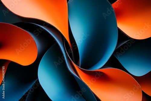 Abstract  Curved Blue and Orange Shapes