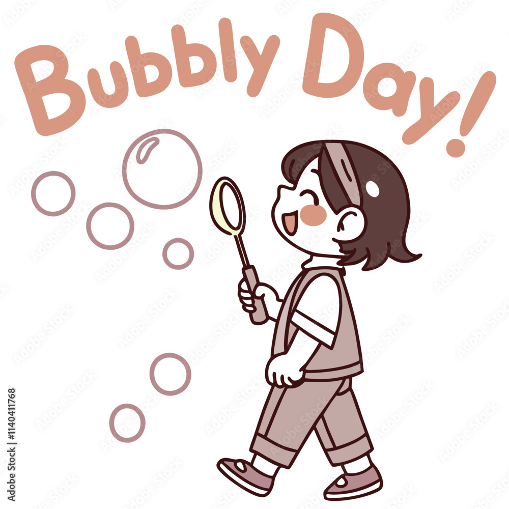Cheerful Child Blowing Bubbles on a Bright and Joyful Bubbly Day Celebration Scene Cheerful Child Blowing Bubbles on a Bright and Joyful Bubbly Day Celebration Scene