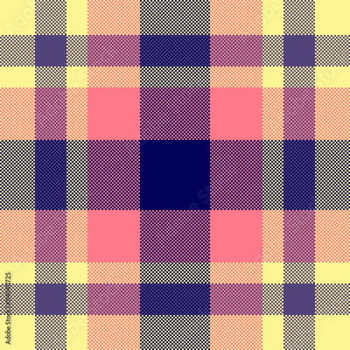 Micro background check texture, holiday pattern vector plaid. Official fabric seamless textile tartan in yellow and red colors.