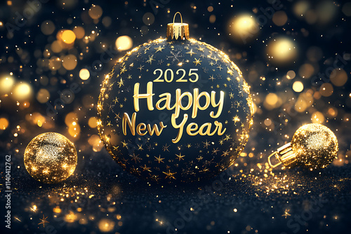 A Festive Flyer Concept with 2025 Happy New Year Text for a Celebration. photo