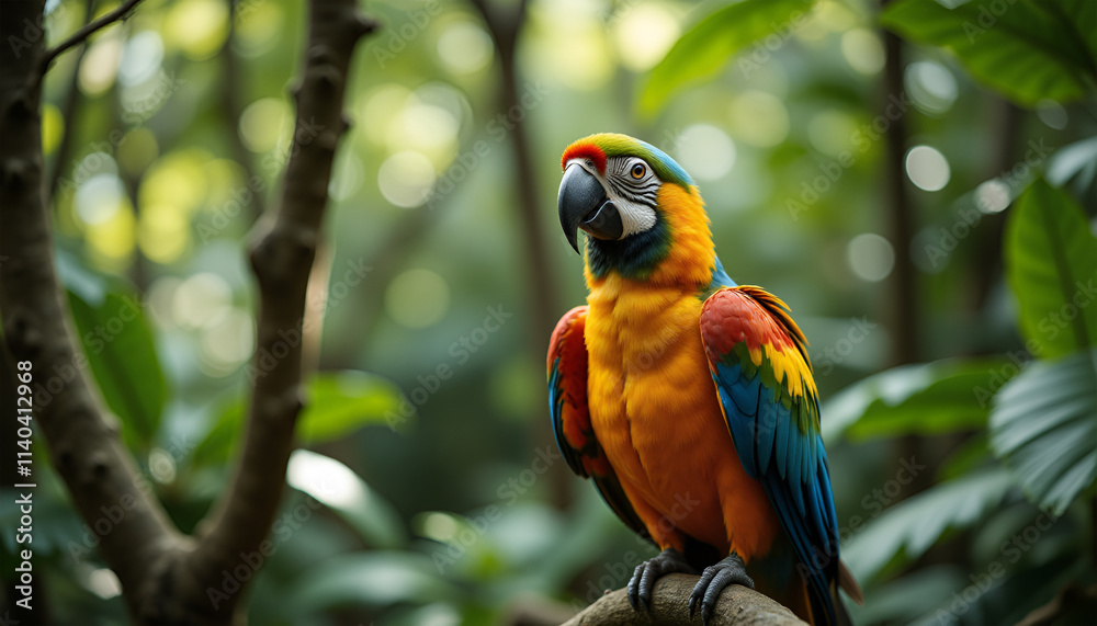 Fototapeta premium Colorful Macaw in Lush Jungle
