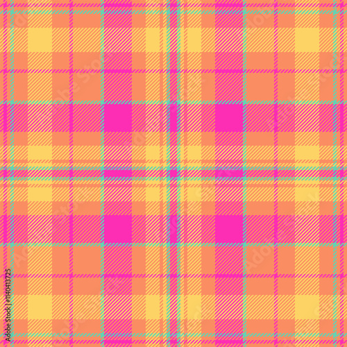 Cosy background texture seamless, line vector check fabric. Choice pattern plaid tartan textile in orange and amber colors.