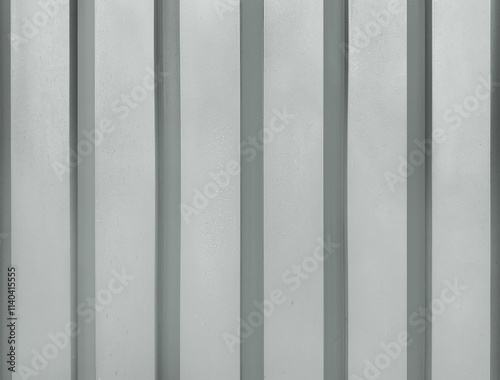 Light blue or grey wooden fluted panel, painted wood panel strips, seamless background texture.