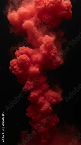 Dynamic Whirlwind of Abstract Red Smoke Swirling on a Deep Black Background Illuminated from Within – Phone Wallpaper HD