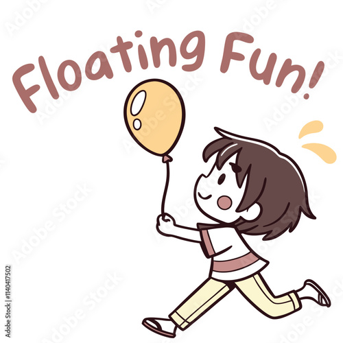 Child Having Fun While Holding a Yellow Balloon and Enjoying Floating Joy in a Playful Environment