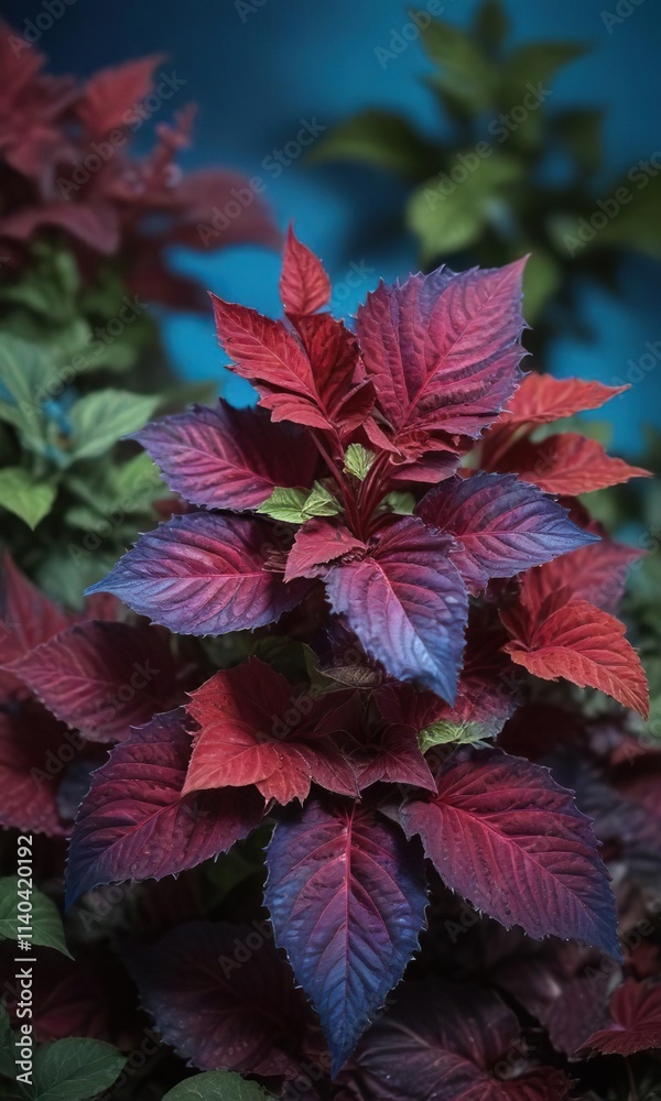 Coleus forskohlii barbatus blooming in shades of blue against a bright and contrasting background , coleus, plant life, Coleus forskohlii barbatus blooming in shades of blue against a bright and contrasting background , coleus, plant life,