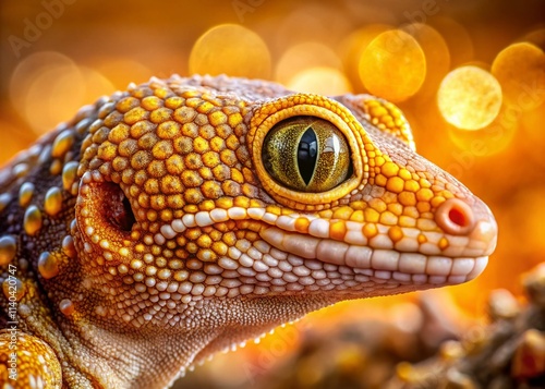 Golden Tailed Gecko Macro Photography: Stunning Close-Up Images of Reptile Scales & Texture photo