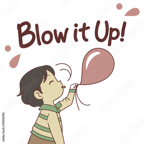 Young Child with a Balloon and Playful Expression in a Colorful Animation Style