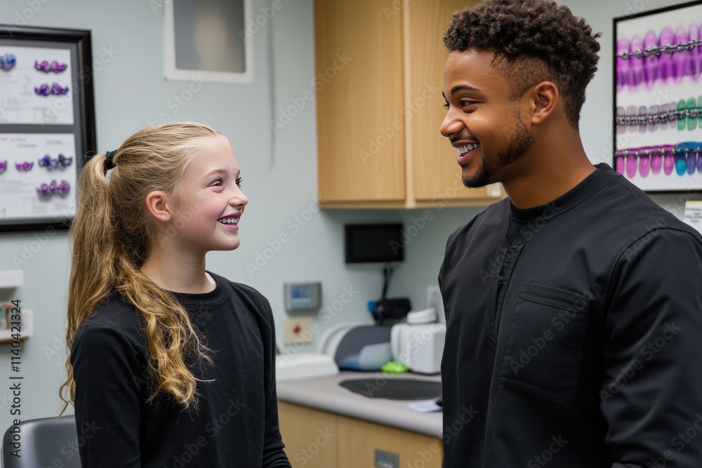 A dental professional adjusting braces on a young patients teeth in a modern clinic. Orthodontist. A dental professional adjusting braces on a young patients teeth in a modern clinic. Orthodontist.