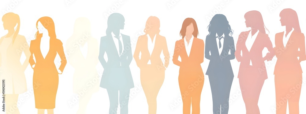 A group of business women standing together, vector illustration. A group of business women standing together, vector illustration.