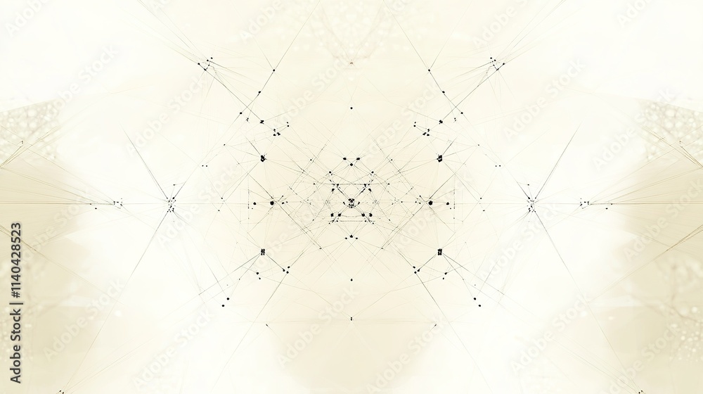 Symmetrical light polygonal mesh on beige backdrop Symmetrical light polygonal mesh on beige backdrop