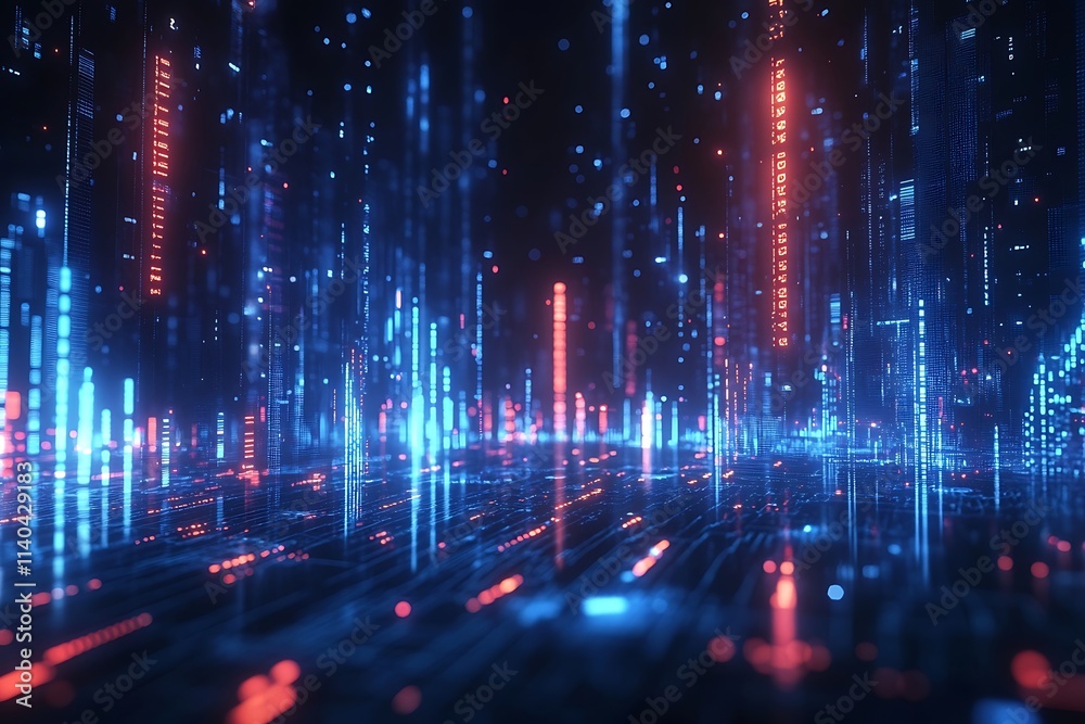 Fototapeta premium Modern Neon Code Columns Background