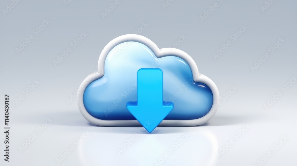 3D blue cloud icon symbolizes data transfer and storage. 3D blue cloud icon symbolizes data transfer and storage.