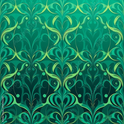 Emerald Green Damask Pattern