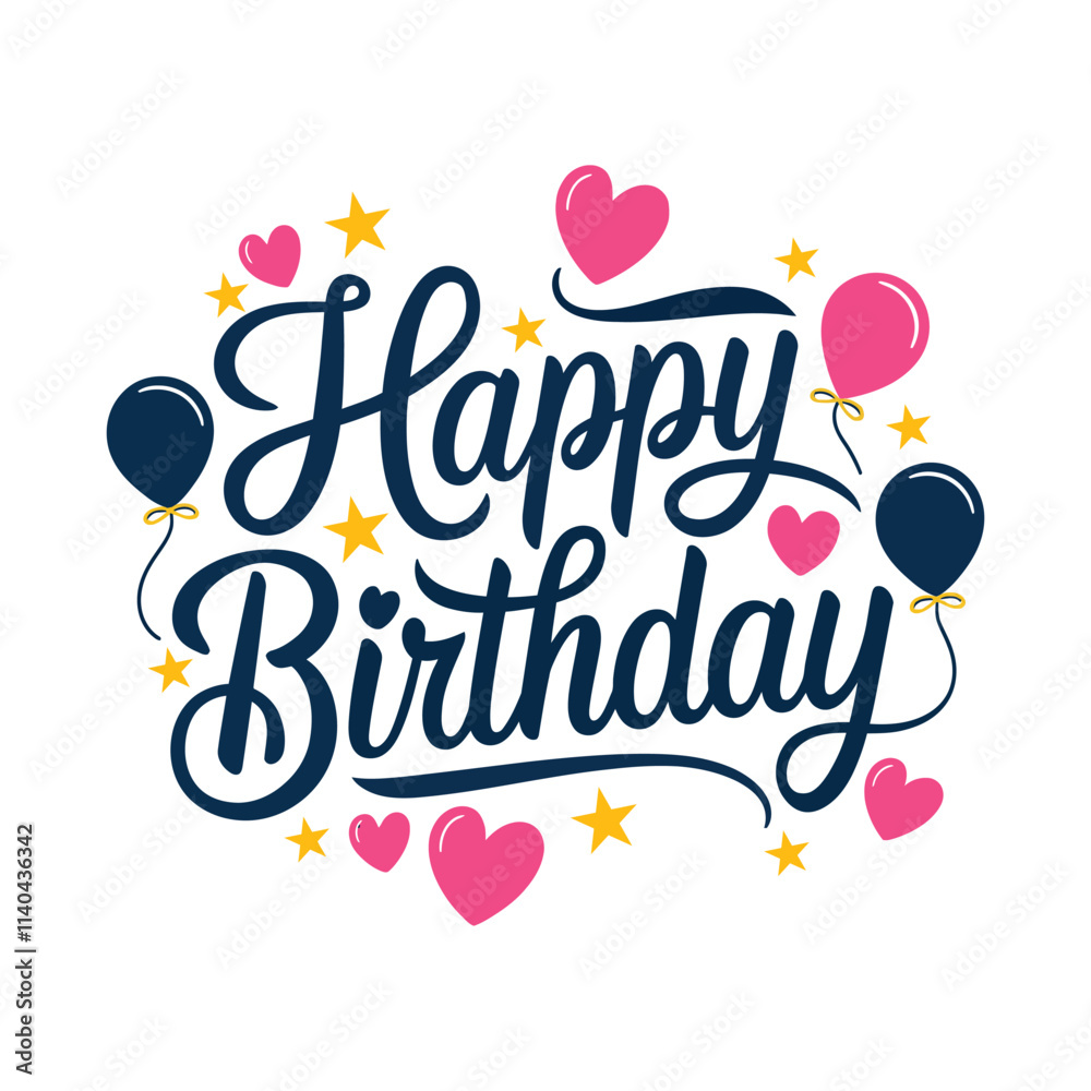 Happy Birthday Typography Lettering Design. Happy Birthday Typography Lettering Design.