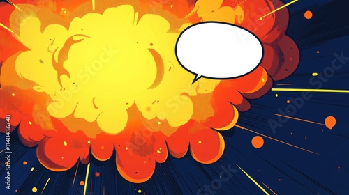 Cartoon Style Explosion with Speech Bubble
