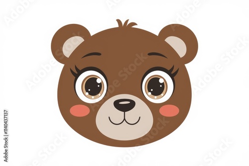 Adorable cartoon bear face with big eyes and rosy cheeks  expressing happiness. photo