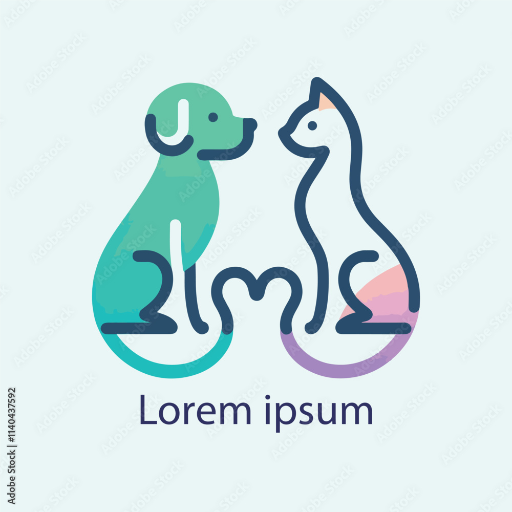 Obraz premium Minimalist cute pet logo design