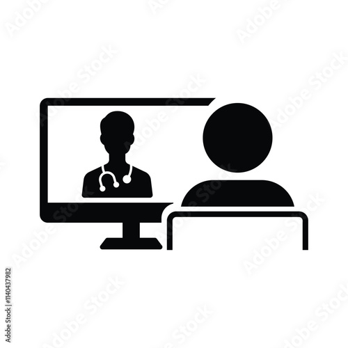 Telemedicine black and white symbol and clip art design
