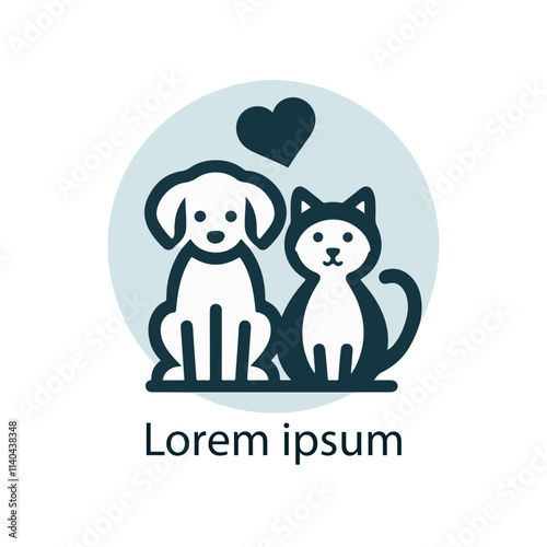 Minimalist cute pet logo design photo