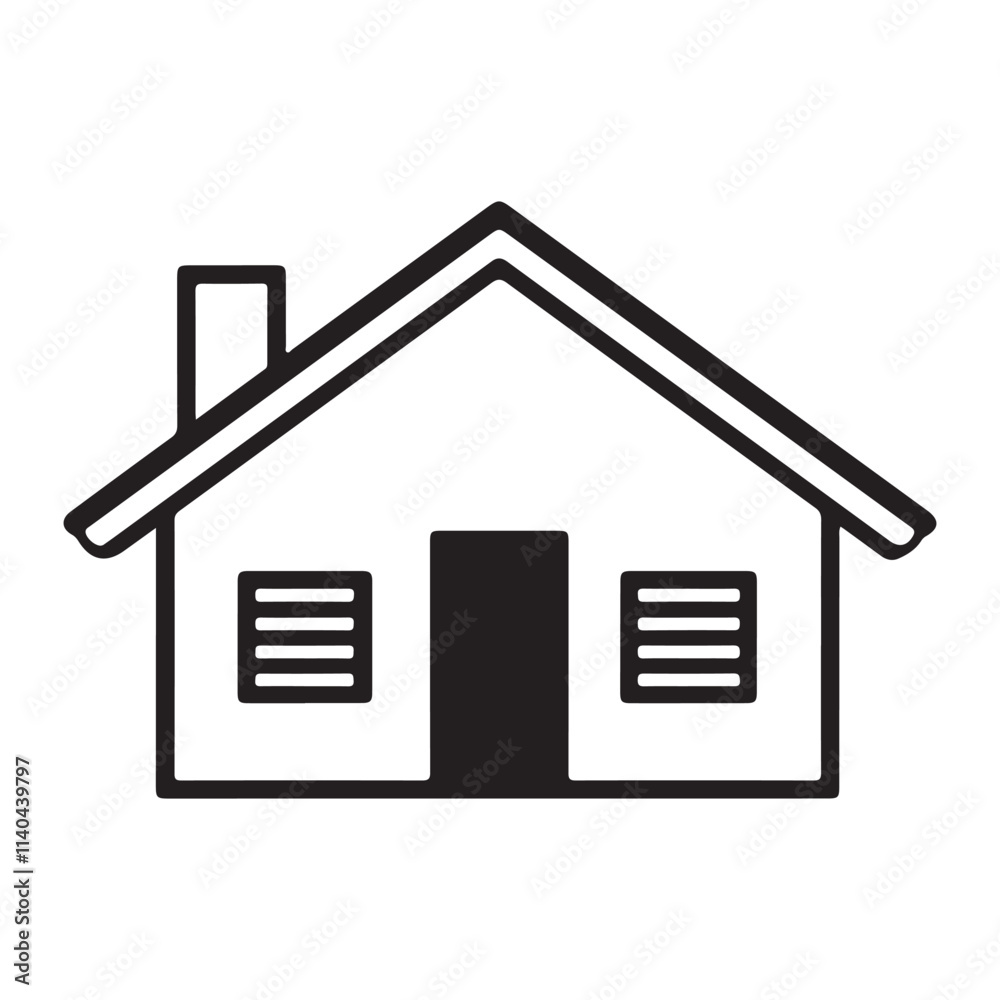 House icon vector art illustration, Black silhouette isolated on a white background House icon vector art illustration, Black silhouette isolated on a white background