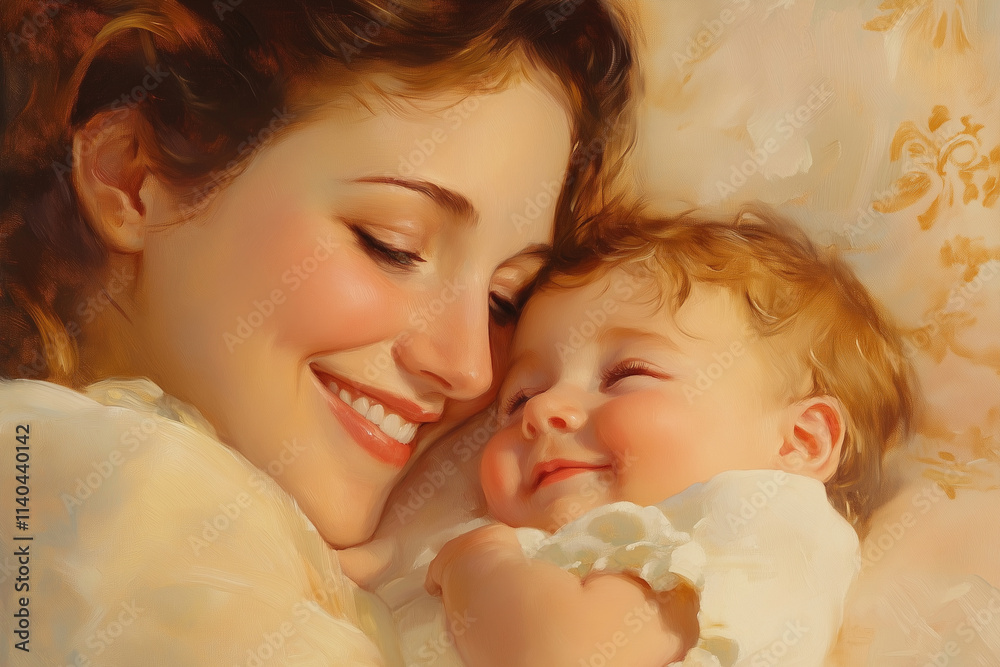 A close-up of a mother holding her smiling baby in her arms, their faces close together, radiating pure joy.
A close-up of a mother holding her smiling baby in her arms, their faces close together, radiating pure joy.