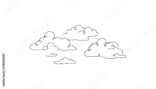 Continuous one single minimal line drawing cloud
