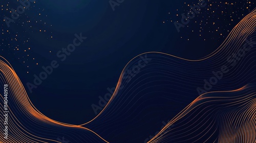 Abstract Waves with Orange Glow and Dark Blue Background