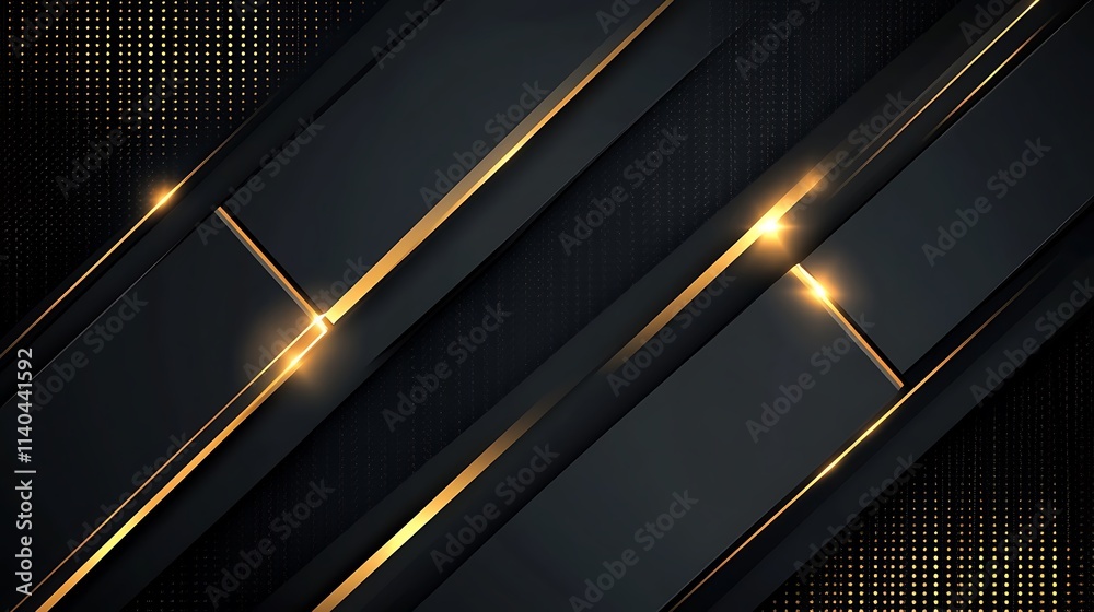 Elegant Black and Gold Geometric Digital Artwork. AI Generated Elegant Black and Gold Geometric Digital Artwork. AI Generated