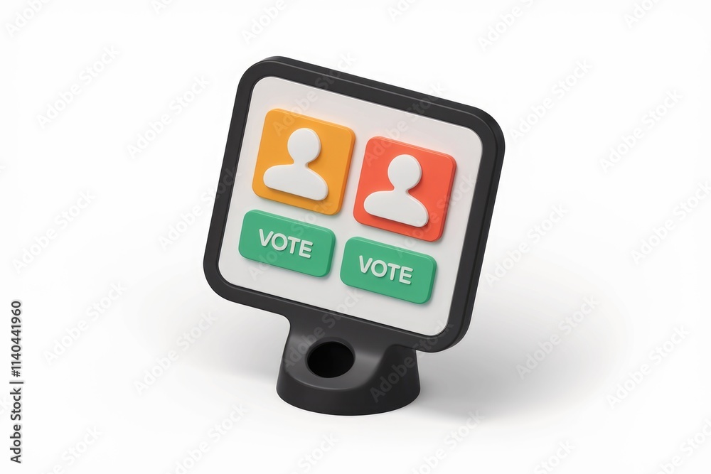 Digital voting interface with two candidate profiles and voting buttons. Digital voting interface with two candidate profiles and voting buttons.
