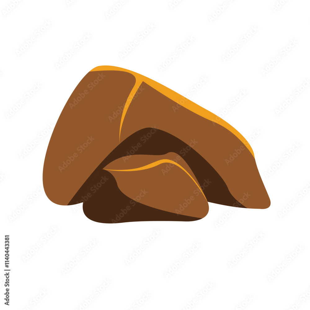 Obraz premium Cartoon rock clip art, stone vector illustration, brown boulder clipart