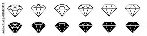 Diamond icon set. Diamond icons