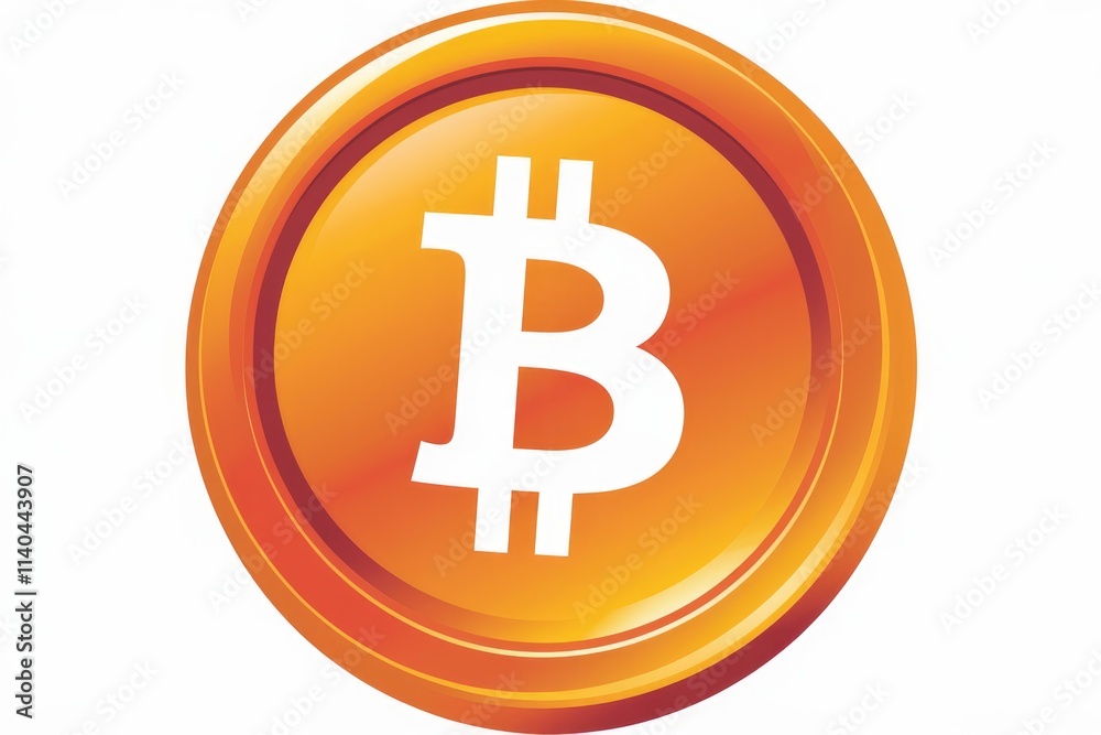 An orange bitcoin coin with a white B symbol in the center representing digital currency. An orange bitcoin coin with a white B symbol in the center representing digital currency.