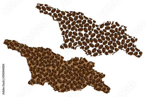 Georgia (country) -  map of coffee bean, Georgia map made of coffee beans,